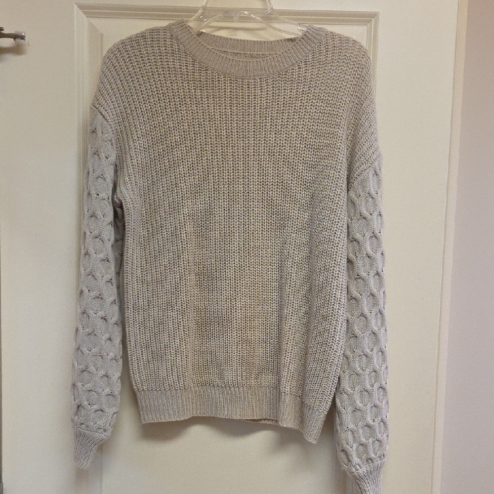 Cupshe Women's Cream Crew Neck Sweater - Picture 2 of 6